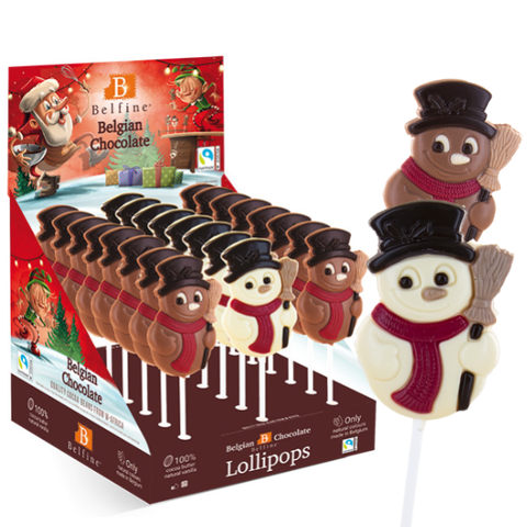 Lollipops chocolat au lait bonhomme de neige - 25g