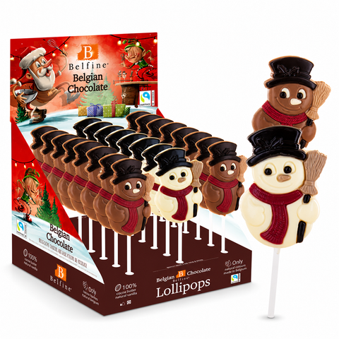 Lollipops chocolat au lait bonhomme de neige - 25g