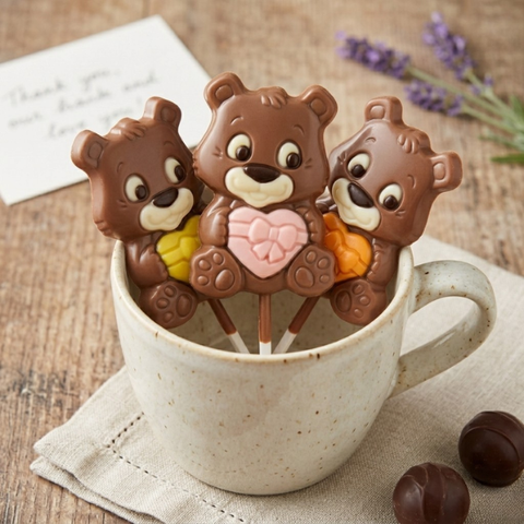 Sucette chocolat au lait ourson coeur - 25g