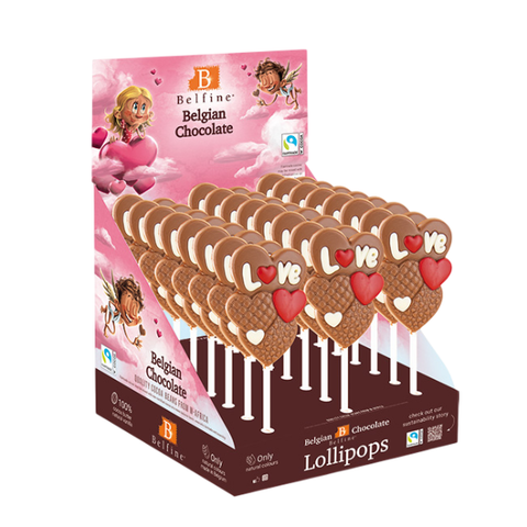 Sucette chocolat au lait coeur love - 25g