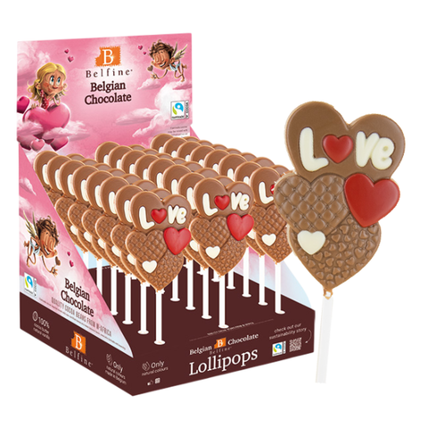 Sucette chocolat au lait coeur love - 25g