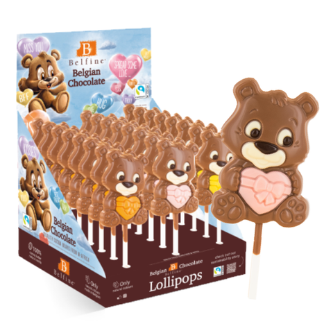 Sucette chocolat au lait ourson coeur - 25g