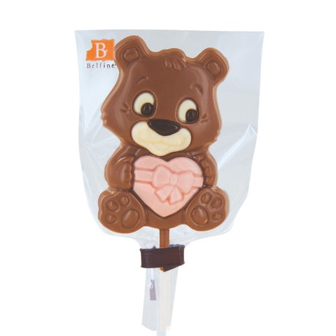 Sucette chocolat au lait ourson coeur - 25g