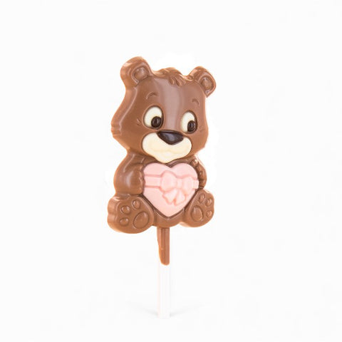 Sucette chocolat au lait ourson coeur - 25g