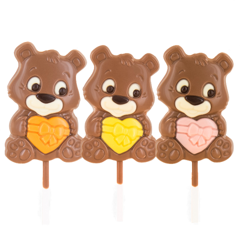 Sucette chocolat au lait ourson coeur - 25g
