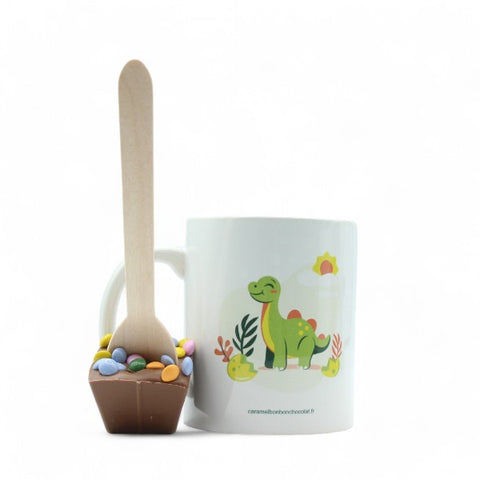 Mug dino avec cuillère à chocolat chaud - 45g