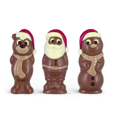 Moulage chocolat ourson, père noël, bonhomme de neige - 55g