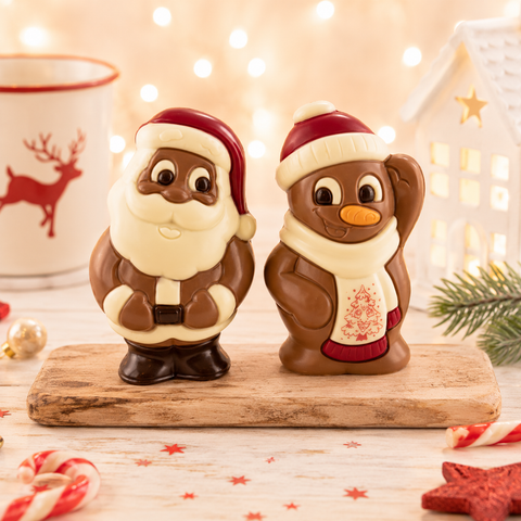 Moulage chocolat père noël et bonhomme de neige - 75g