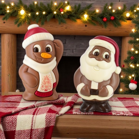 Moulage chocolat père noël et bonhomme de neige - 75g